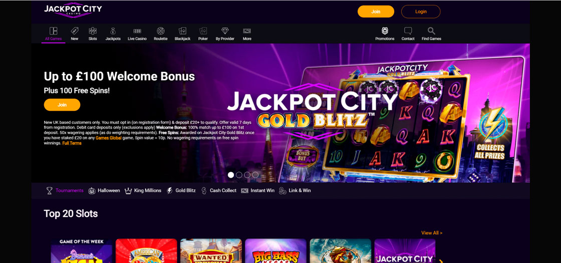 jackpotcity casino online sceen